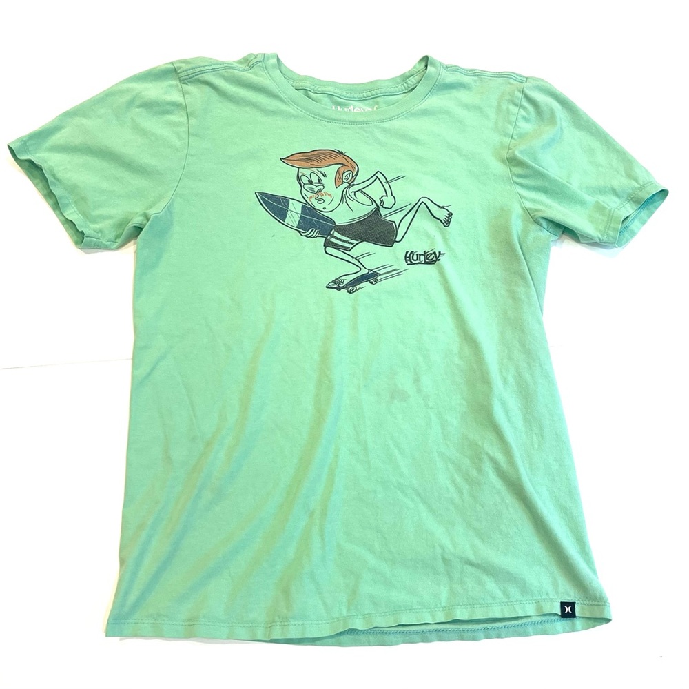 🛹RARE🏄 Hurley Surfer Guy On Skateboard Men’s Size Small (Light Stain See Pic)